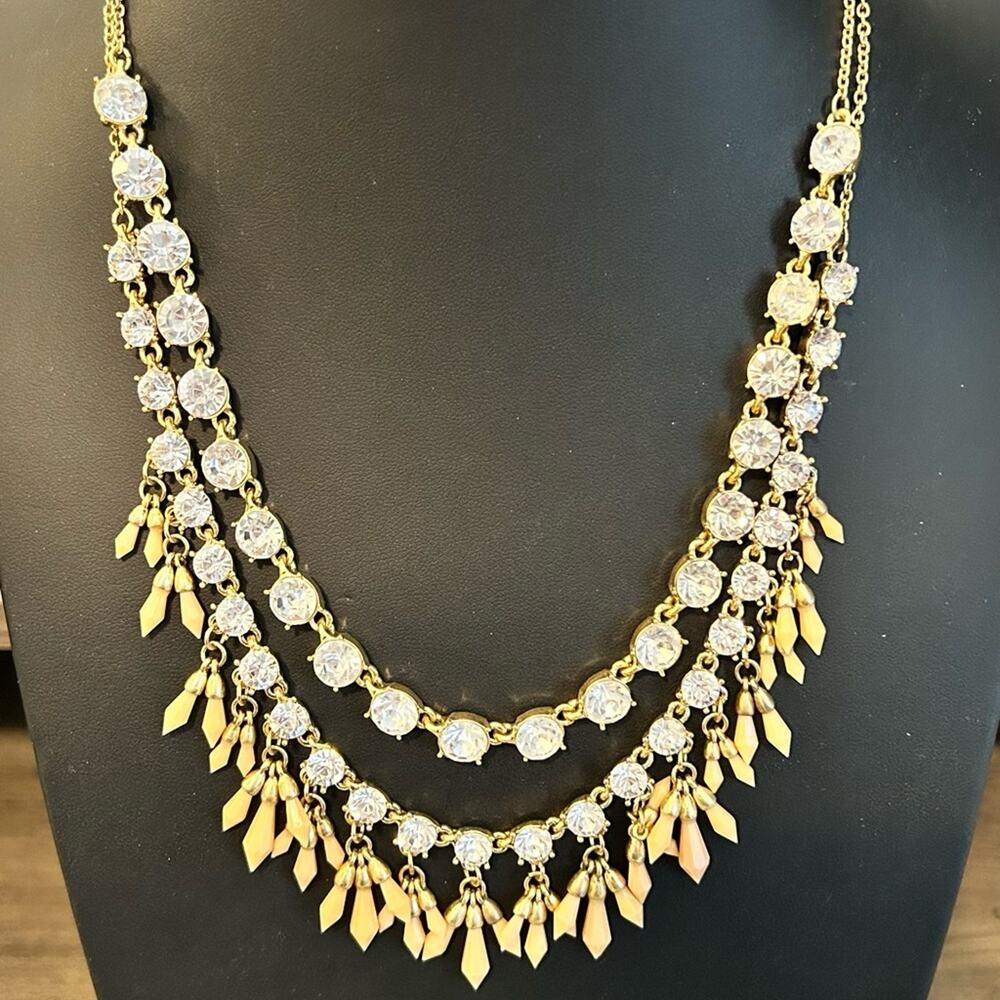 Ann Taylor Statement Necklace #J29 Rhinestones double strand WOW! New with tag!
